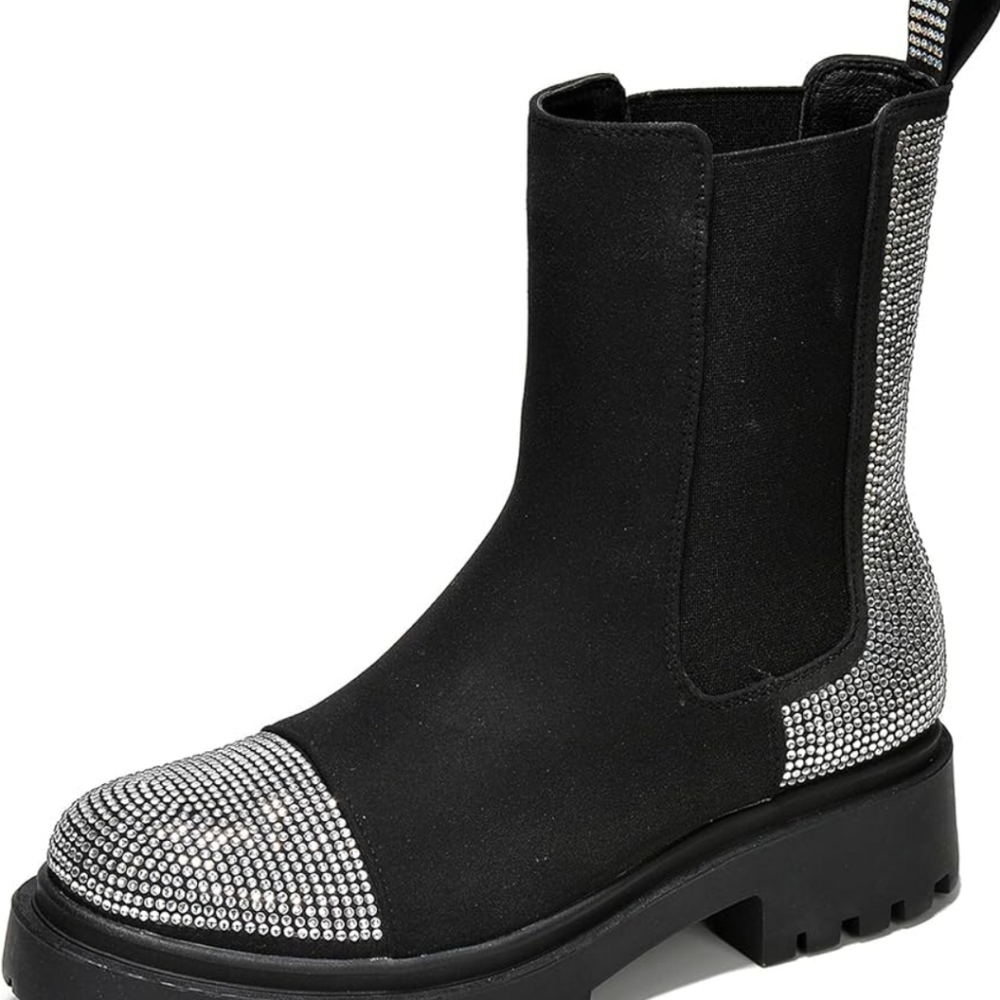 Cape Robbin Nineo Black Rhinestone Chelsea Boots Women Size 7 - Picture 7 of 10